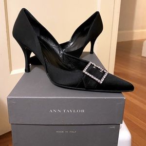 Black satin heels from Ann Taylor